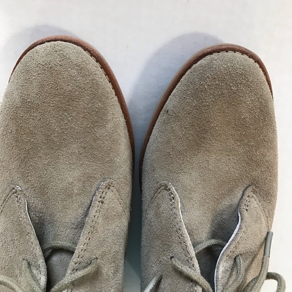 Coach Cassy tan nude suede leather wedge tie ankle boots booties 8.5 - Picture 5 of 15